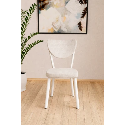 Elma Tekli Mutfak Yemek Masası Sandalyesi Krem Beyaz
