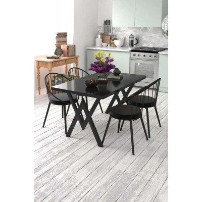Evdemo Eylül 4 Kişilik Mutfak Masası Takımı Siyah Masa Siyah Sandalye Evdemo Eylül 4 Kişilik Mutfak Masası Takımı Siyah Masa Siyah Sandalye
