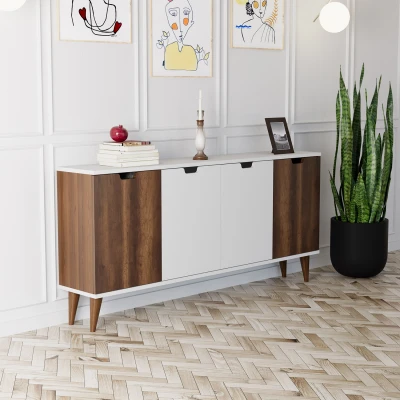 Elegant 4 Kapaklı Dekoratif Konsol Barok Ceviz Beyaz Elegant 4 Kapaklı Dekoratif Konsol Barok Ceviz Beyaz