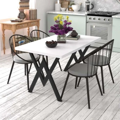 Evdemo Eylül 4 Kişilik Mutfak Masası Takımı Beyaz Gri Evdemo Eylül 4 Kişilik Mutfak Masası Takımı Beyaz Gri