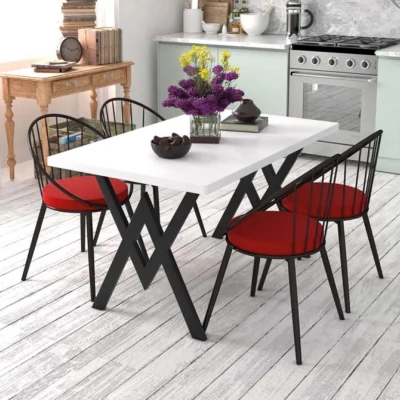 Evdemo Eylül 4 Kişilik Mutfak Masası Takımı Beyaz Kırmızı Evdemo Eylül 4 Kişilik Mutfak Masası Takımı Beyaz Kırmızı