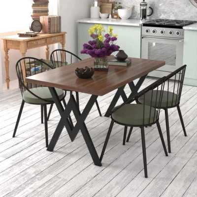 Evdemo Eylül 4 Kişilik Mutfak Masası Takımı Ceviz Haki Evdemo Eylül 4 Kişilik Mutfak Masası Takımı Ceviz Haki