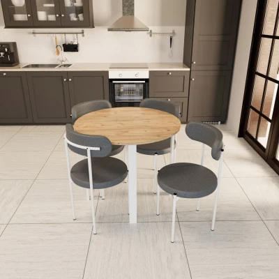 Trend Yuvarlak Mutfak Masa Takımı Atlantik Çam-Gri-Beyaz Trend Yuvarlak Mutfak Masa Takımı Atlantik Çam-Gri-Beyaz