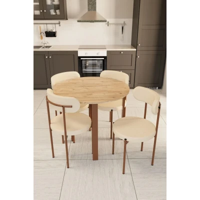 Trend Yuvarlak Mutfak Masa Takımı Atlantik Çam-Krem-Kahve Trend Yuvarlak Mutfak Masa Takımı Atlantik Çam-Krem-Kahve