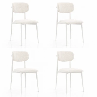 Polo Metal 4'lü Mutfak Yemek Masası Sandalyesi Krem Beyaz