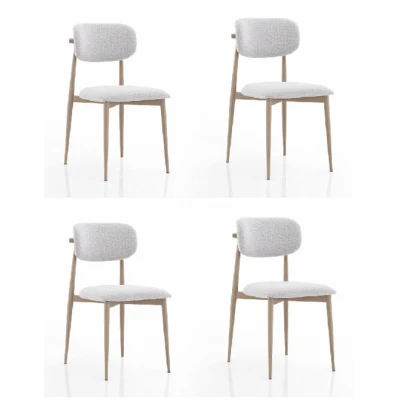 Polo Metal 4'lü Mutfak Yemek Masası Sandalyesi Krem Cappuccino