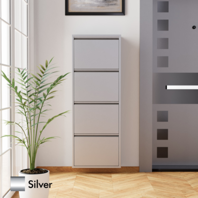 4 Kapaklı Metal Ayakkabılık Silver