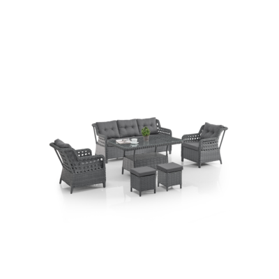 Deniz Rattan Puflu Bahçe Balkon Takımı 3+1+1 Antrasit