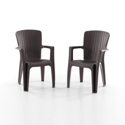 Side 2'li Rattan Sandalye Kahve