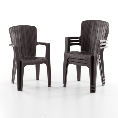 Side 4'lü Rattan Sandalye Kahve